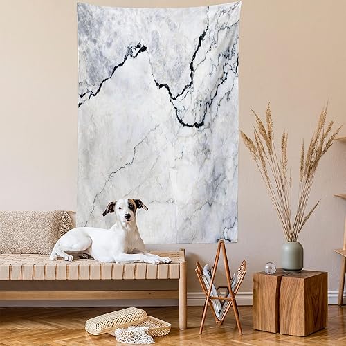 Miniatura 2 de Ambesonne Tapiz con estampado de mármol, textura de mármol con detalles suaves, piedra agrietada, diseño suave, obra de arte, colgante de pared para