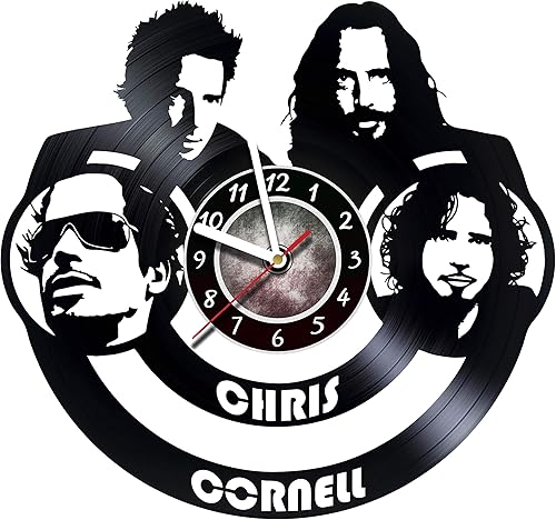 Reloj de pared de vinilo compatible con Chris Cornell, reloj de pared hecho de disco de vinilo, decoración original, diseño único, increíble idea de