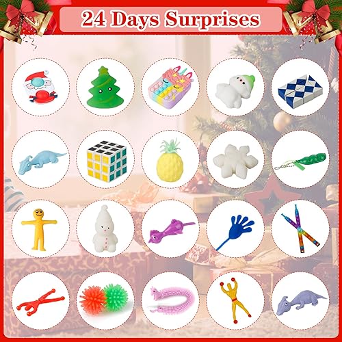 Miniatura 4 de Calendario de Adviento 2023 para niños, juguetes antiestrés de 24 días de sorpresas, calendarios de Adviento de cuenta regresiva de Navidad, juguete