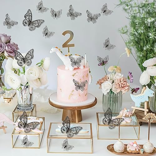 Miniatura 9 de Calcomanías de pared de mariposa 3D, 24 mariposas doradas, decoración de pared de mariposa, decoración de mariposa, decoraciones de fiesta de