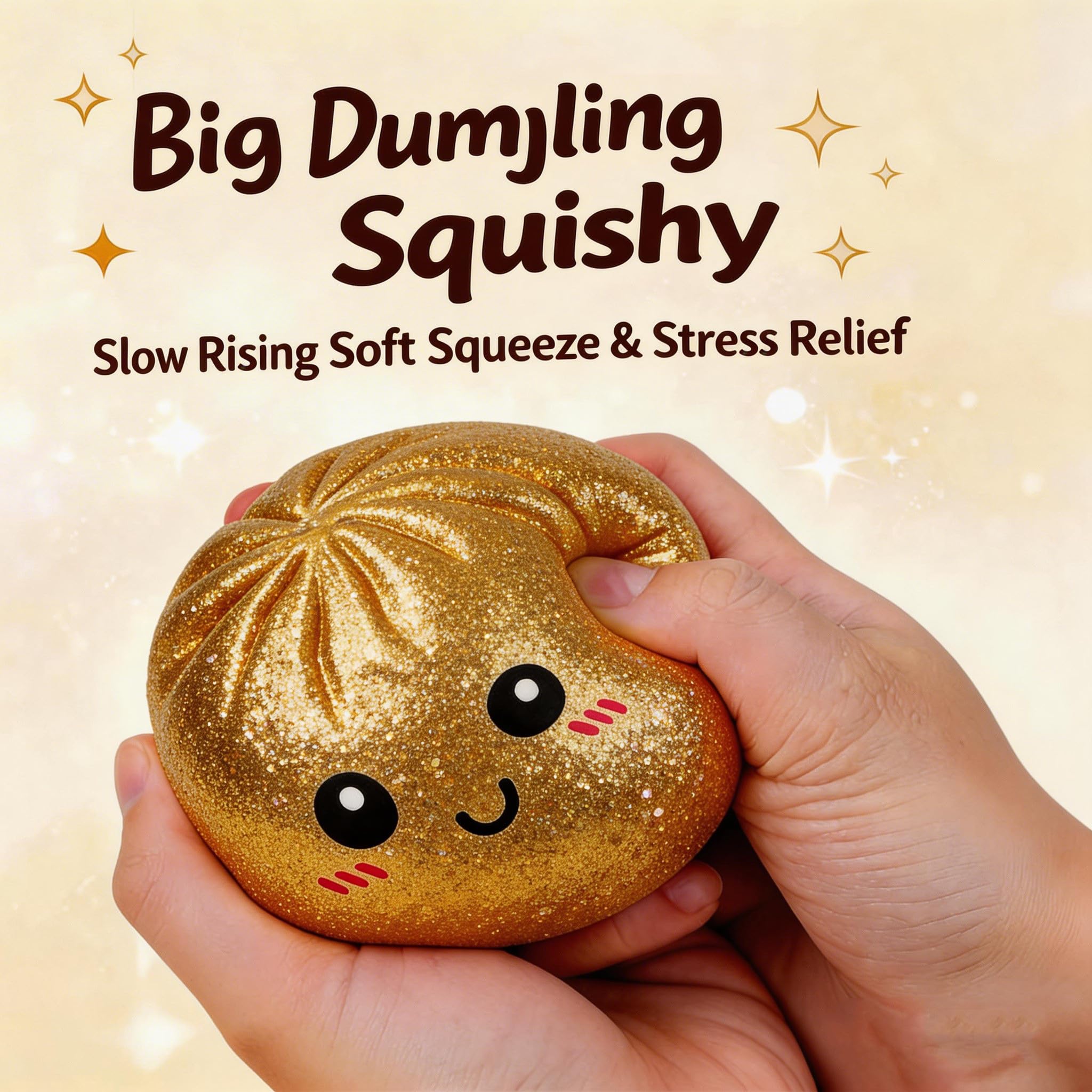 Dumpling Squishy Mystery Box – Viral Glitter Squishy Dumpling Toy, Surprise Mini & Giant Slow Rising Stress Relief Gift (Transparent Yellow) — view 3