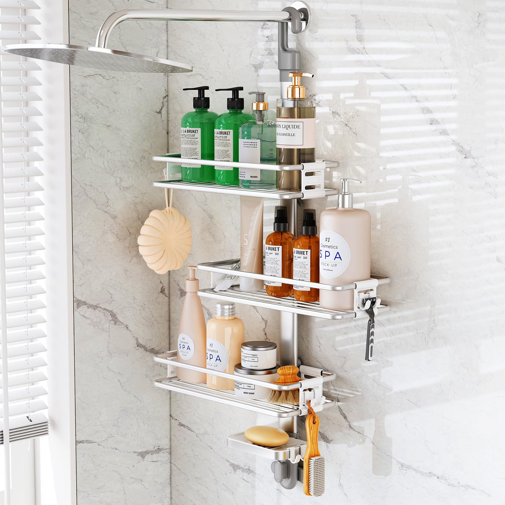 Snapklik.com : Kitstorack Shower Caddy Hanging, 4 Tier Aluminum ...