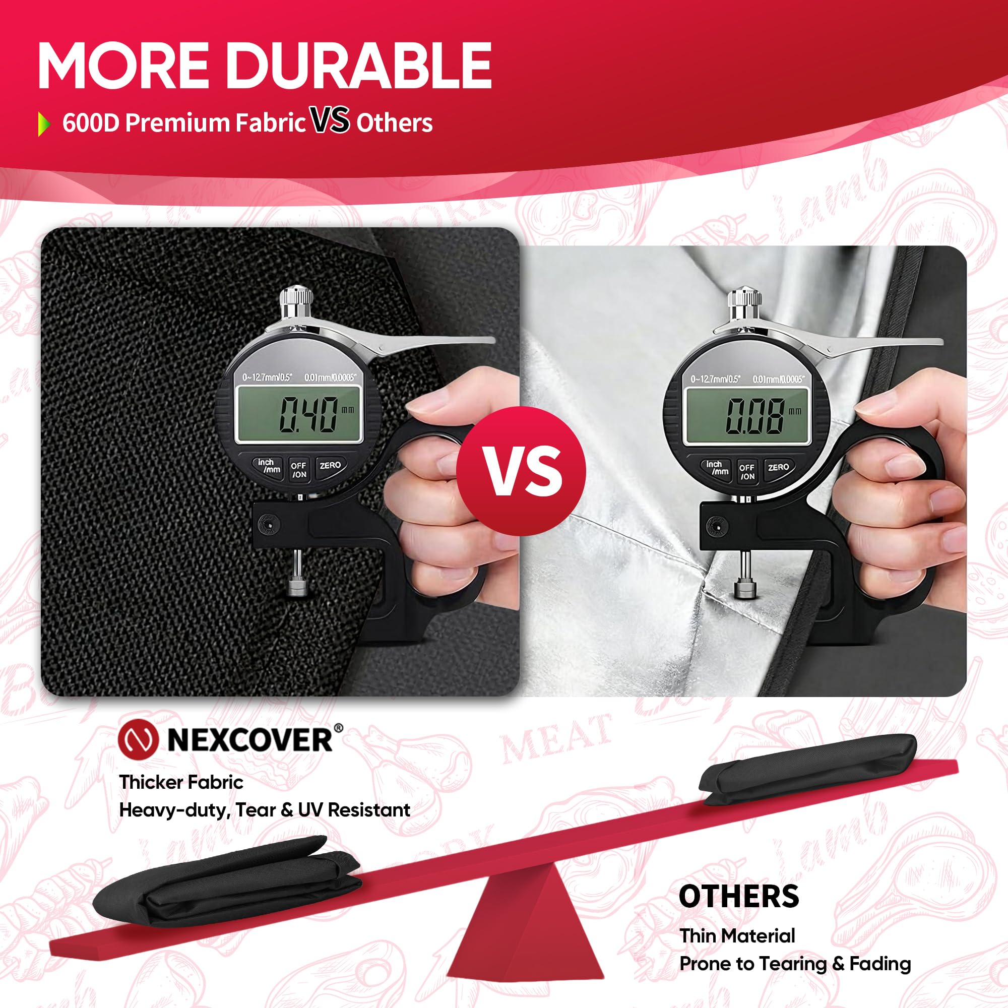 NEXCOVER Pokrowiec na grill, wodoodporny pokrowiec na grilla, 76 cm, wytrzymała osłona grilla gazowego 600D, odporna na blaknięcie, odporna na warunki atmosferyczne, odporna na rozdarcie osłona do