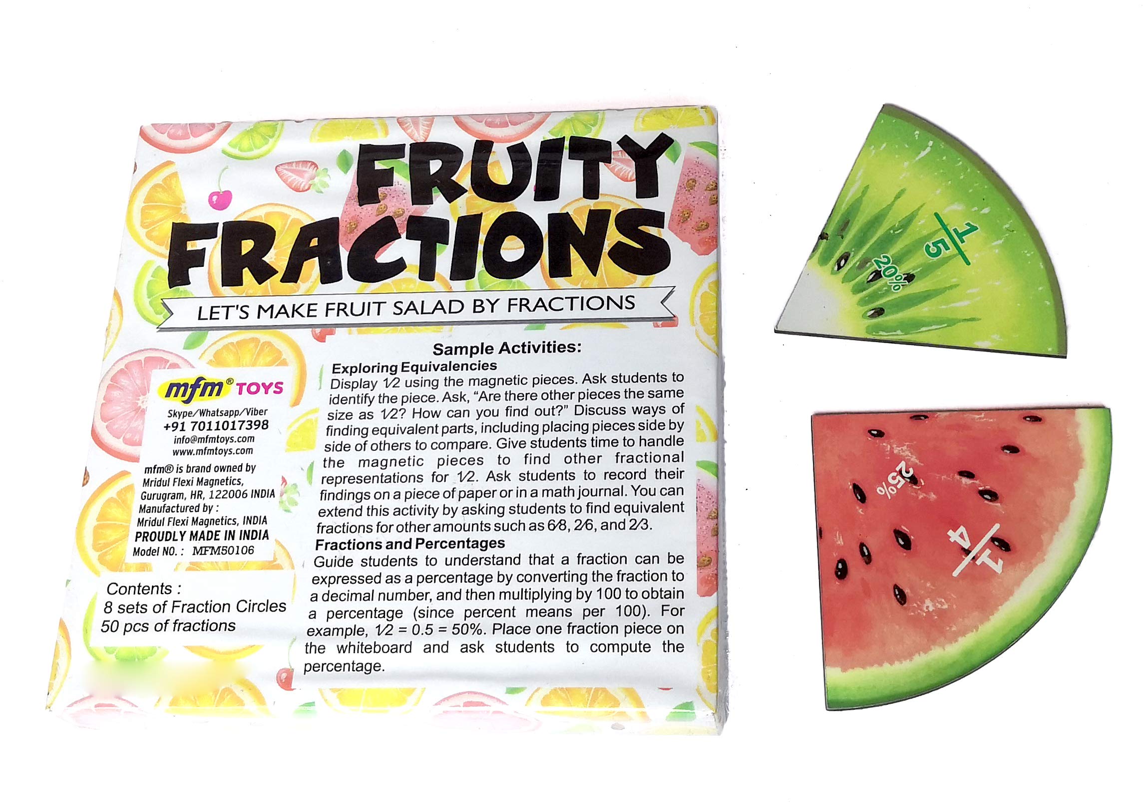 MFM Toys Fruity Fraction (Fractions & Percentage Circles) ~ Magnetic Maths Manipulatives for Classroom/Home (Fruity Fractions) (B07SQVHHTG) Amazon Price History, Amazon Price Tracker
