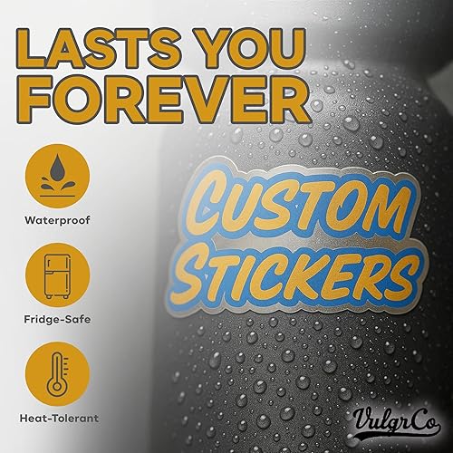 Miniatura 6 de VulgrCo Calcomanías troqueladas individuales personalizadas para diversión, negocios, bodas, cumpleaños, regalos, impermeables (calcomanías estándar)