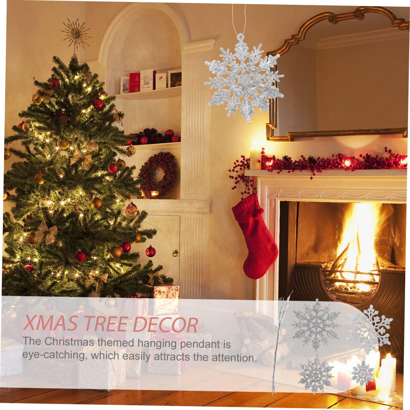 IMIKEYA 144 Pièces Flocons De Neige De Noël Flocon De Neige De Sapin De Noël Pendentif Flocon De Neige Scintillant De Noël Gros Flocons De Neige Décorations De Fête Plastique