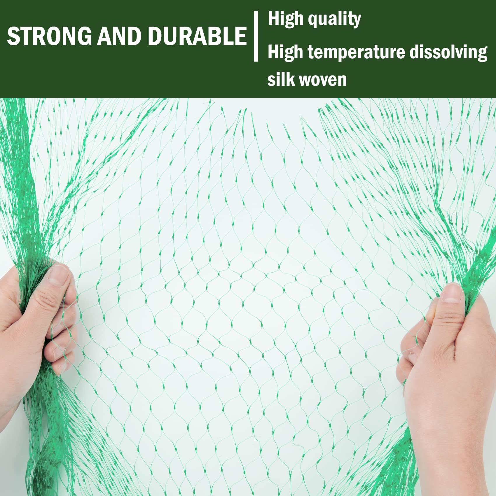4×10M Bird Netting for Garden Green Garden Netting Mesh with 50 Cable Ties & 10 Nails, Pond Cover, Plant Protection - Image 3