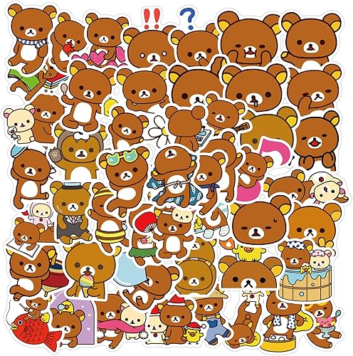Miniatura 2 de Calcomanías de oso de dibujos animados kawaii, 50 unidades, calcomanías para portátiles para niños y adolescentes, paquete de calcomanías de vinilo