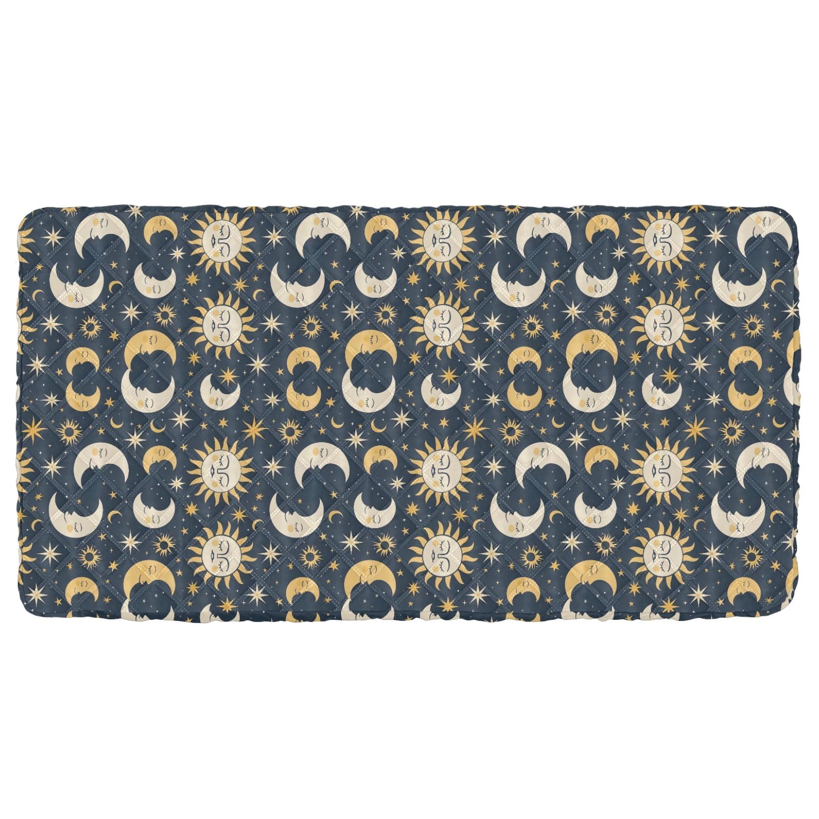 Portable Toddler Bed Sheet for Kids Night Sun Moon and Stars Travel Bed Fitted Sheet