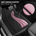 Road Comforts Car Floor Mats Full Set – Front & Rear Car Floor Mats with Aluminum Design, Anti-Slip Backing, All-Weather Protection, Trim-to-Fit Car Mats for Most Sedans, SUVs & Vans - Pink