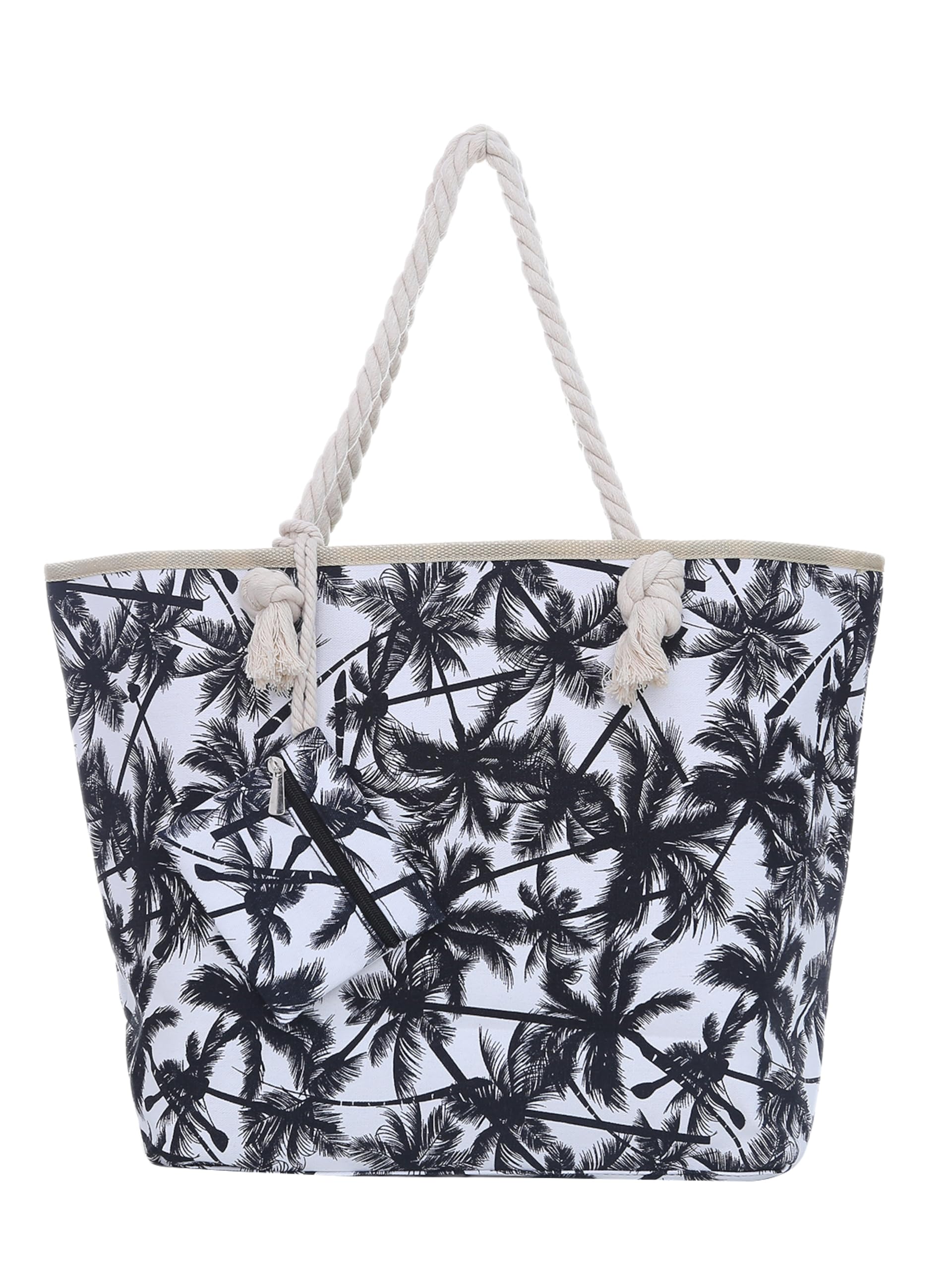 DonDon Strandtasche XXL mit Reißverschluss - Umhängetasche Damen, Shopper Tasche Damen im Beach Look mit Schulterriemen - Urlaub Must Haves Beach bag