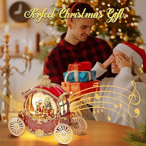 Miniatura 3 de Globos de nieve de Navidad, carro de Navidad con 8 música y temporizador, funciona con batería o cable USB, brillante para decoración de centro de
