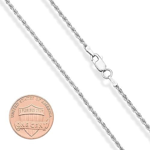 Miniatura 2 de Miabella Solid 925 Sterling Silver Italian 2mm, 3mm Diamond-Cut Braided Rope Chain Necklace for Men Women, 925 Sterling Silver Made in Italy