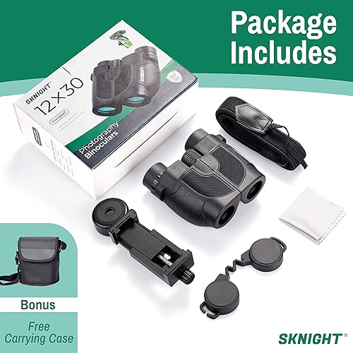 Miniatura 7 de Sknight Prismáticos compactos de 12 x 30 para adultos y niños con adaptador de teléfono, binoculares pequeños con visión grande, binoculares ligeros