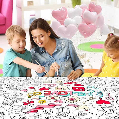 Miniatura 4 de AllReal Cartel gigante para colorear para el Día de San Valentín, regalo para niños, póster gigante para colorear de San Valentín, arte de dibujo,