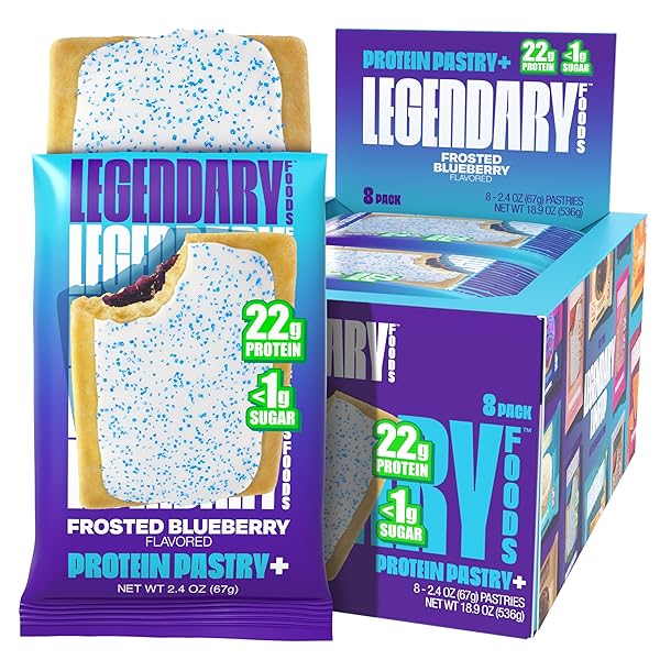 Legendary Foods 22g Protein Pastry 0g Added Sugar, Low Carb, Gluten Conscious, Keto Snack, Ideal for Glucose Management, Includes Whey Protein Isolate, 8 Pack Frosted Cinnamon