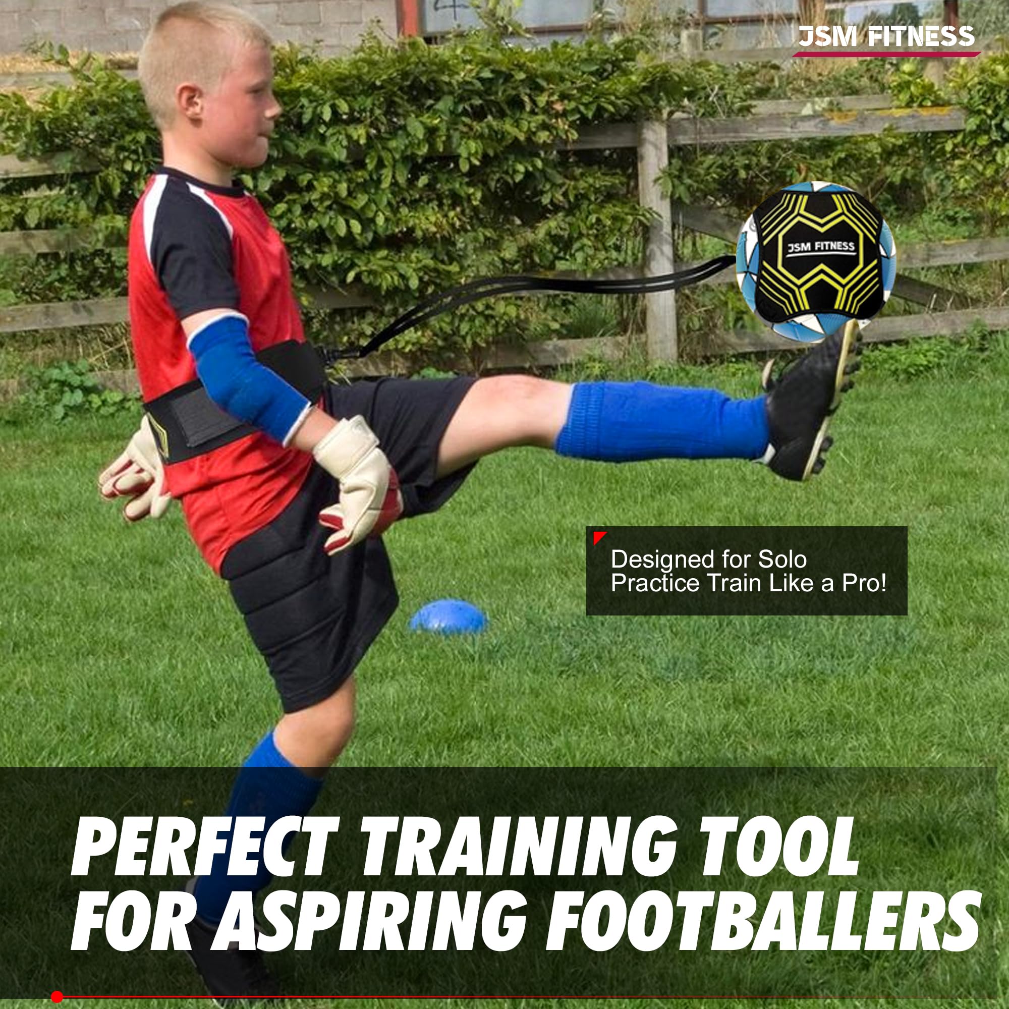 Elastico 360 Gradi Fascia per Trainer Calcio - Kit Allenamento Calcio con Cintura Regolabile - Trainer da Calcio con Pallone Rotazione Completa per Bambini