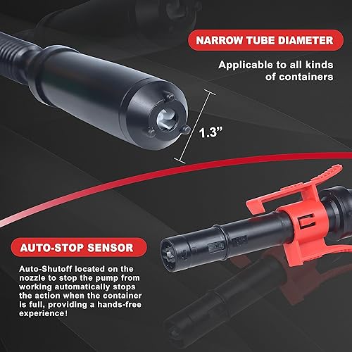 Miniatura 5 de Bomba automática de transferencia de combustible con sensor de parada automática (2.4 GPM), manguera de entrada flexible que se adapta a la mayoría
