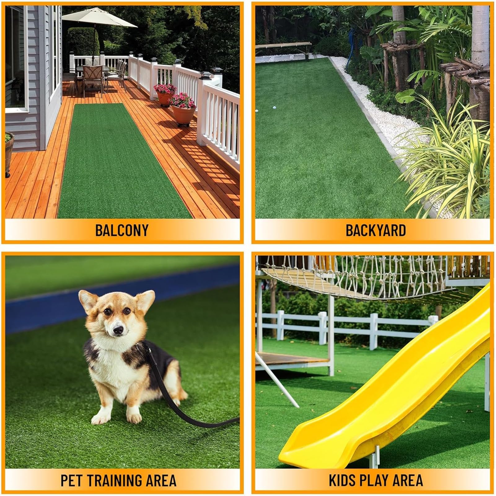 Erba Sintetica di Alta qualità da 25 mm per Uso Esterno - Prato Sintetico Realistico, Resistente ai Raggi UV, atossico, Perfetto per balconi, patii e Giardini (1x2 m/3x6 Piedi)