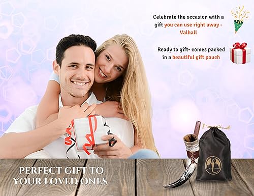 Miniatura 5 de OLDEMPEROR Cuerno vikingo para beber  12 pulgadas con funda de cuero  Taza de cerveza hecha a mano  Grado alimenticio  Cuerno de buey genuino