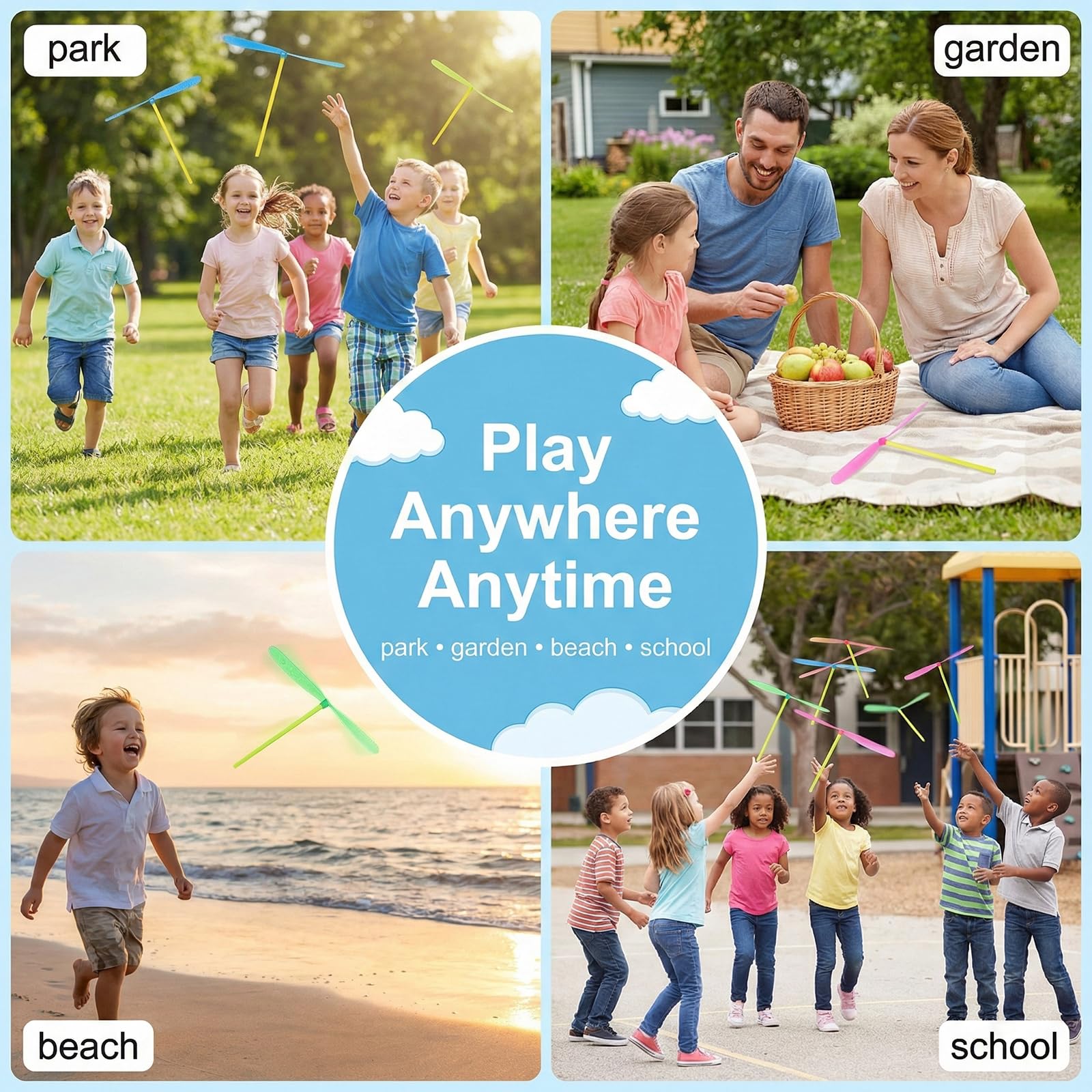 BLPRKOT 50 Piezas Libélulas de Bambú, Hélice Voladora Juguetes Giratorios para Niños y Niñas, para Niños al Aire Libre Patio Jardín (Color Aleatorio) — view 6
