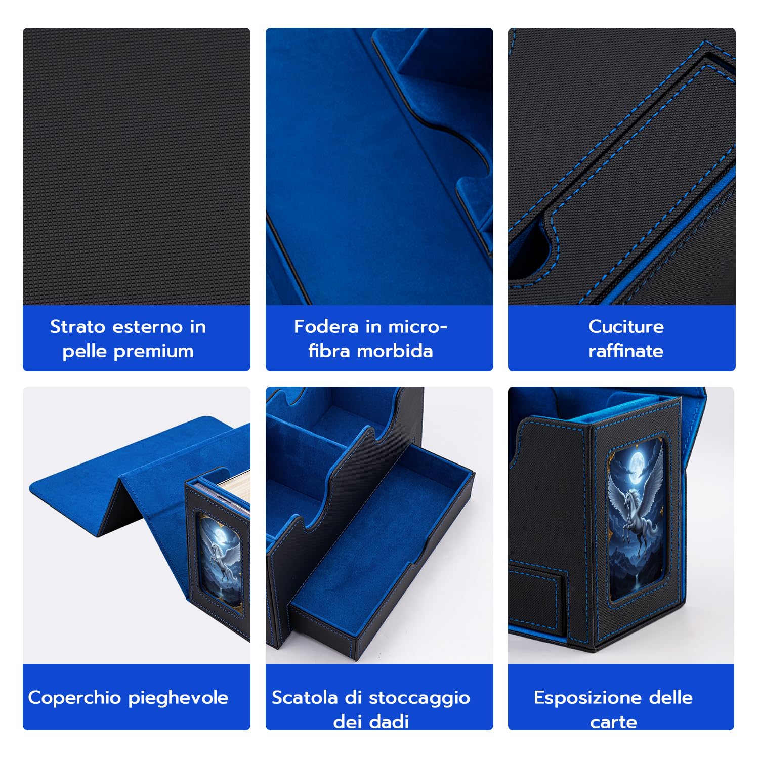 Wigearss Scatola Porta Mazzi, Box Porta Mazzo, Dippio Deck Box per Carte MTG, Carte TCG, Capacità di 300+ Carte Collezionabili