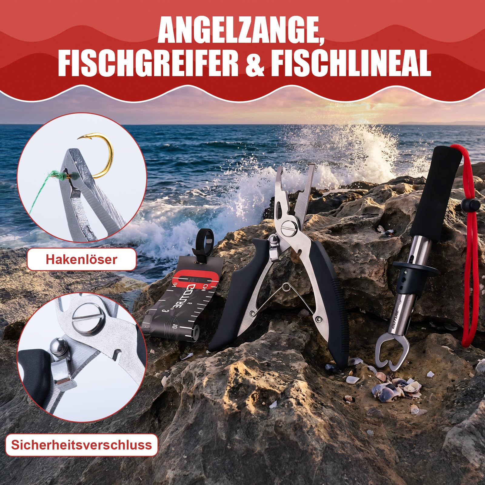 Goture Retino da pesca telescopico con design galleggiante NBR, retino pieghevole con rete in PVC rivestita in gomma, asta estraibile 42,5 – 112 cm, per trota pesce persico, luccio