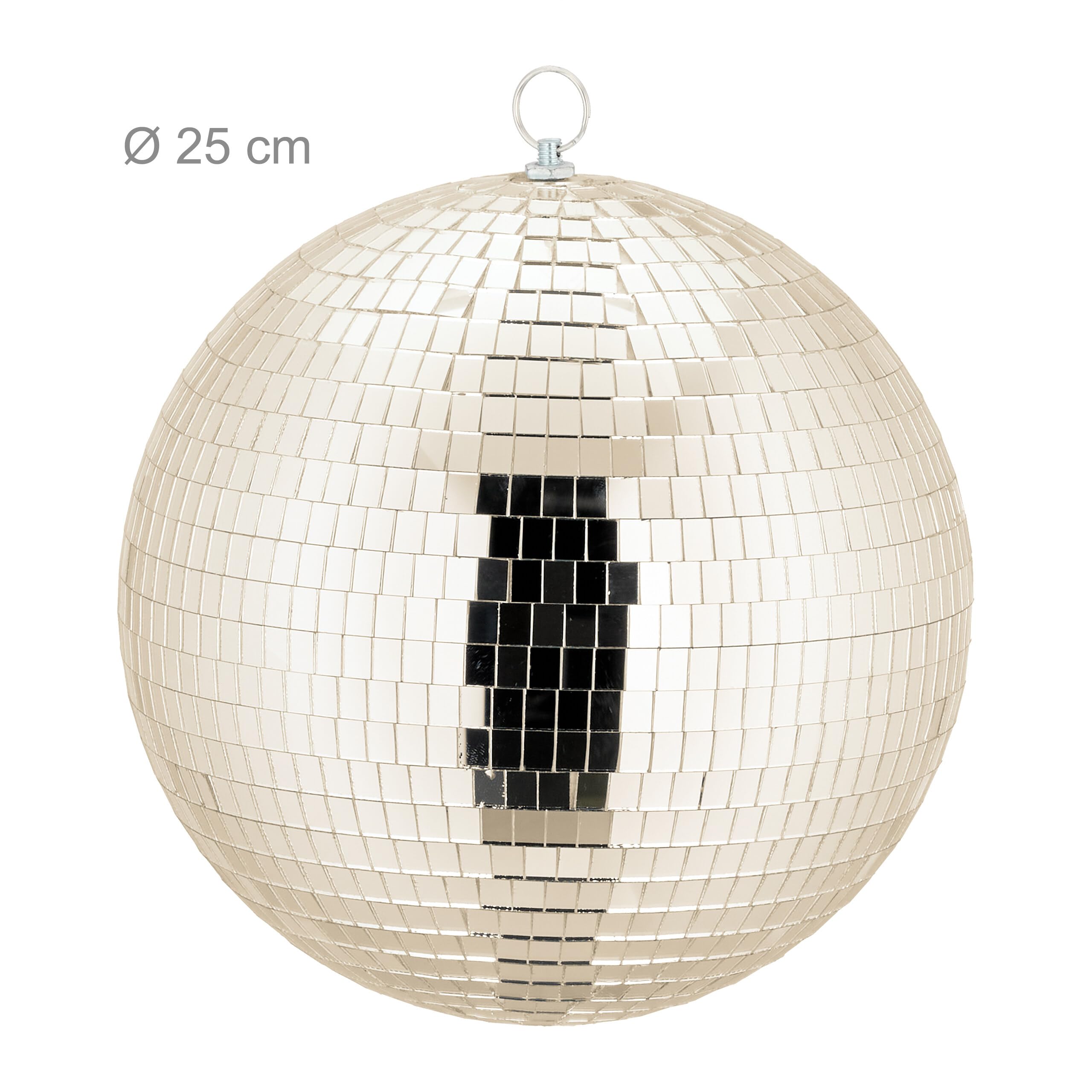 Relaxdays Palla a Specchio Disco Ball Ø 25 cm Decorativa da Appendere per Feste Champagner
