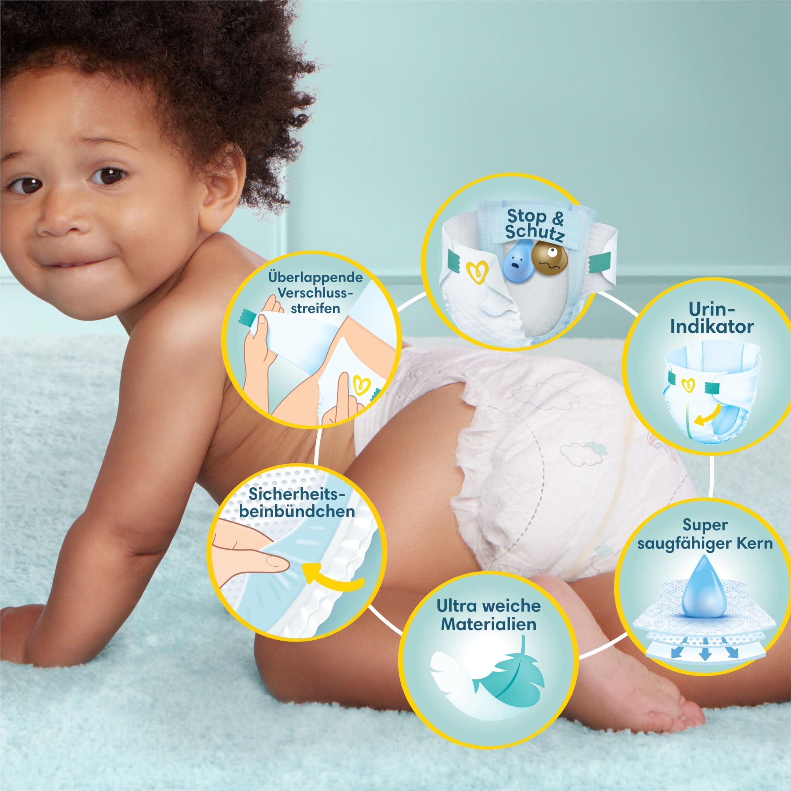 Produkt zur Spende - Pampers Baby Windeln Größe 3 (6-10kg) Premium Protection, Midi, MONATSBOX, bester Komfort und Schutz für empfindliche Haut, 204 Stück