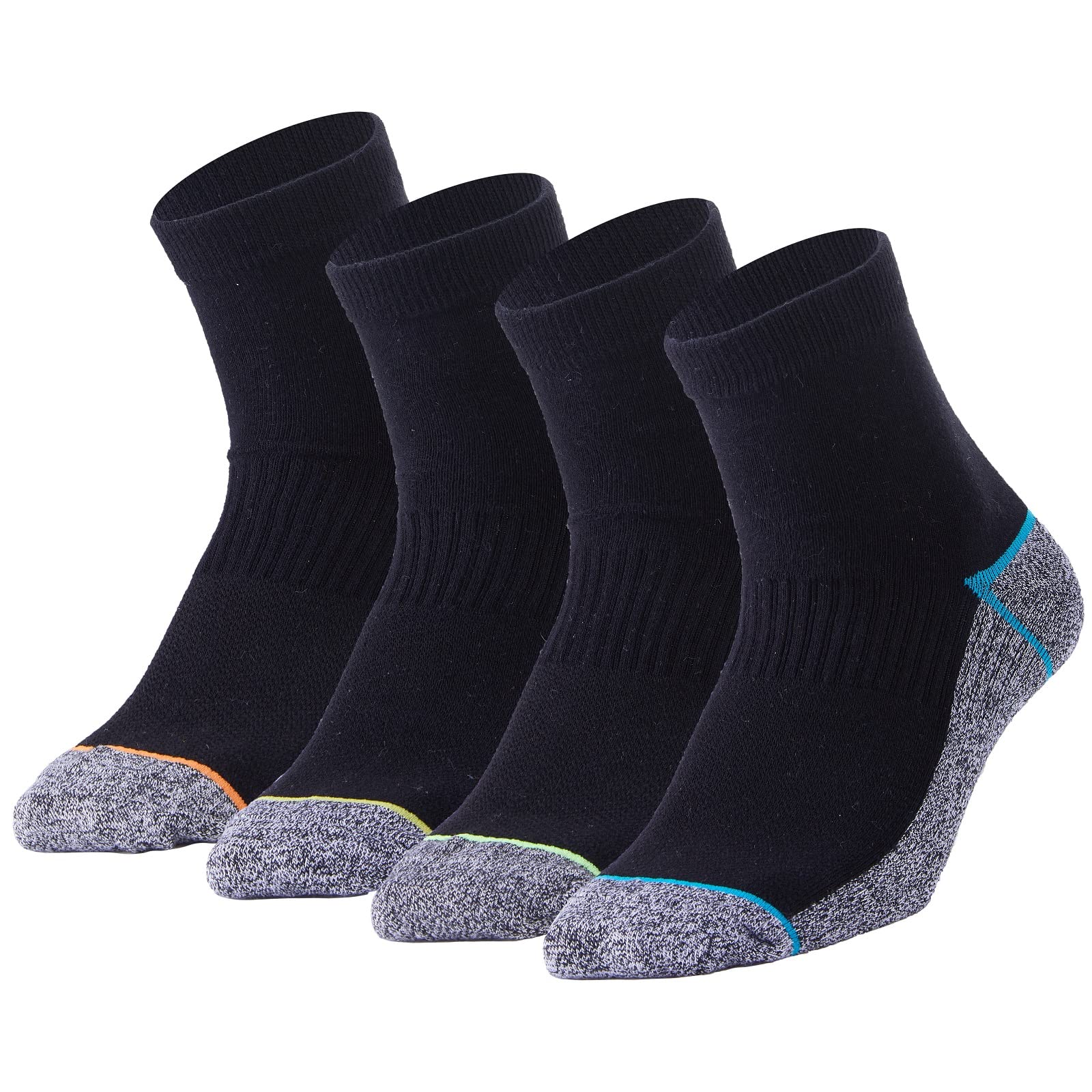 Kodal Unisex Kids Multicolor-4 Pairs Copper Infused Quarter Socks Improve Foot Health Odor Control With Moisture Wicking Durable Comfortable Fit (4 Pairs)