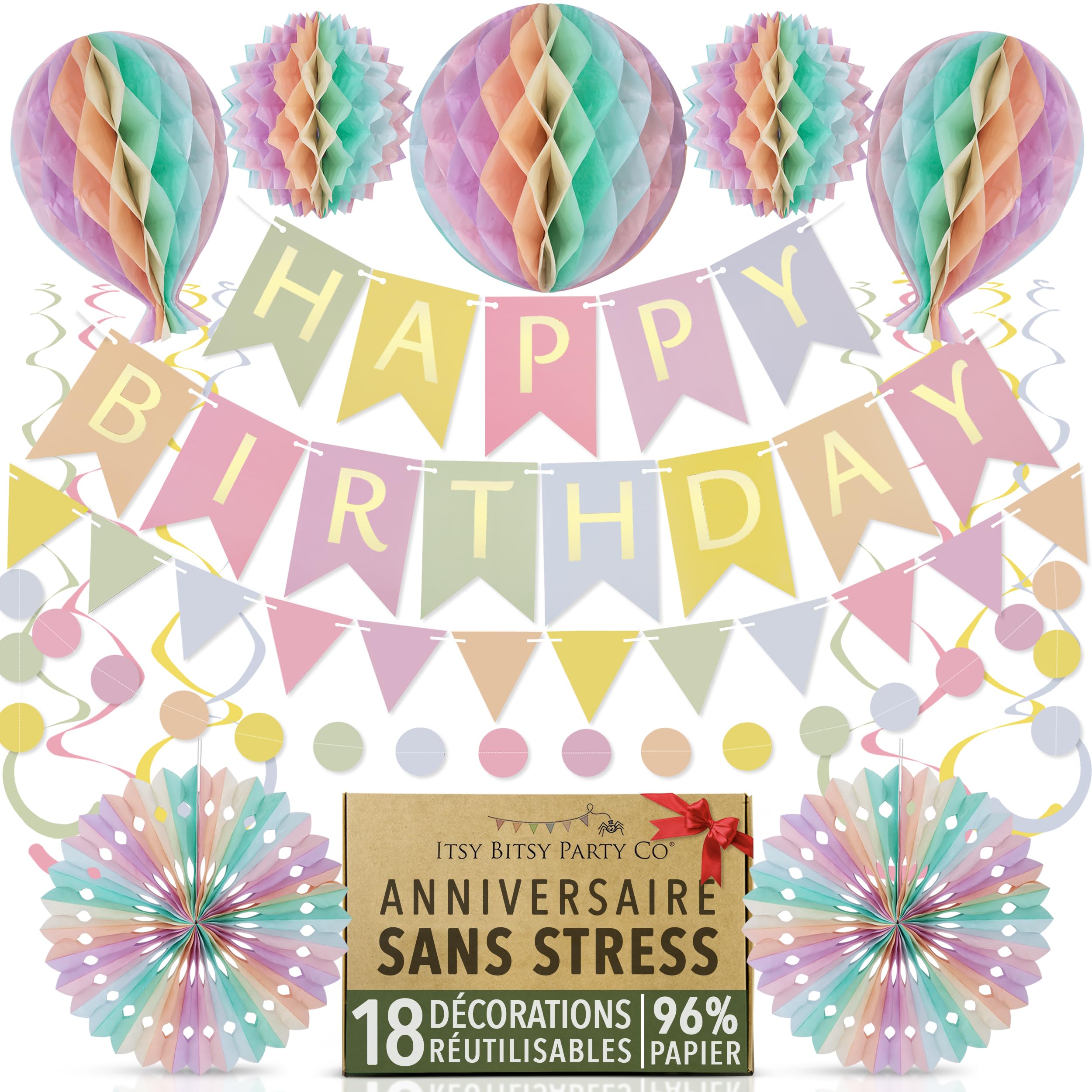 SUNBEAUTY Lot De 13 Pièces De Décorations D'anniversaire Avec Motifs D'animaux Marins, Contient 7 éventails En Papier, 6 Décorations Sur Le Thème De L'océan, Guirlande à Suspendre, éventails En Papier
