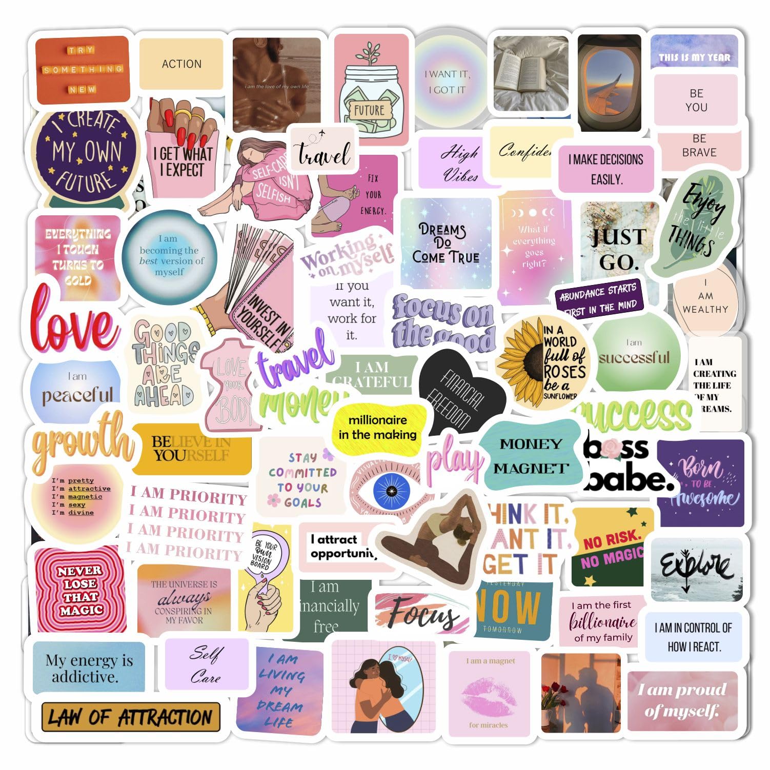 200Pcs Vision Board Stickers for Women, Vision Board Supplies Kit, Magazines - Motivational & Inspirational Stickers, Gifts for Women & Men