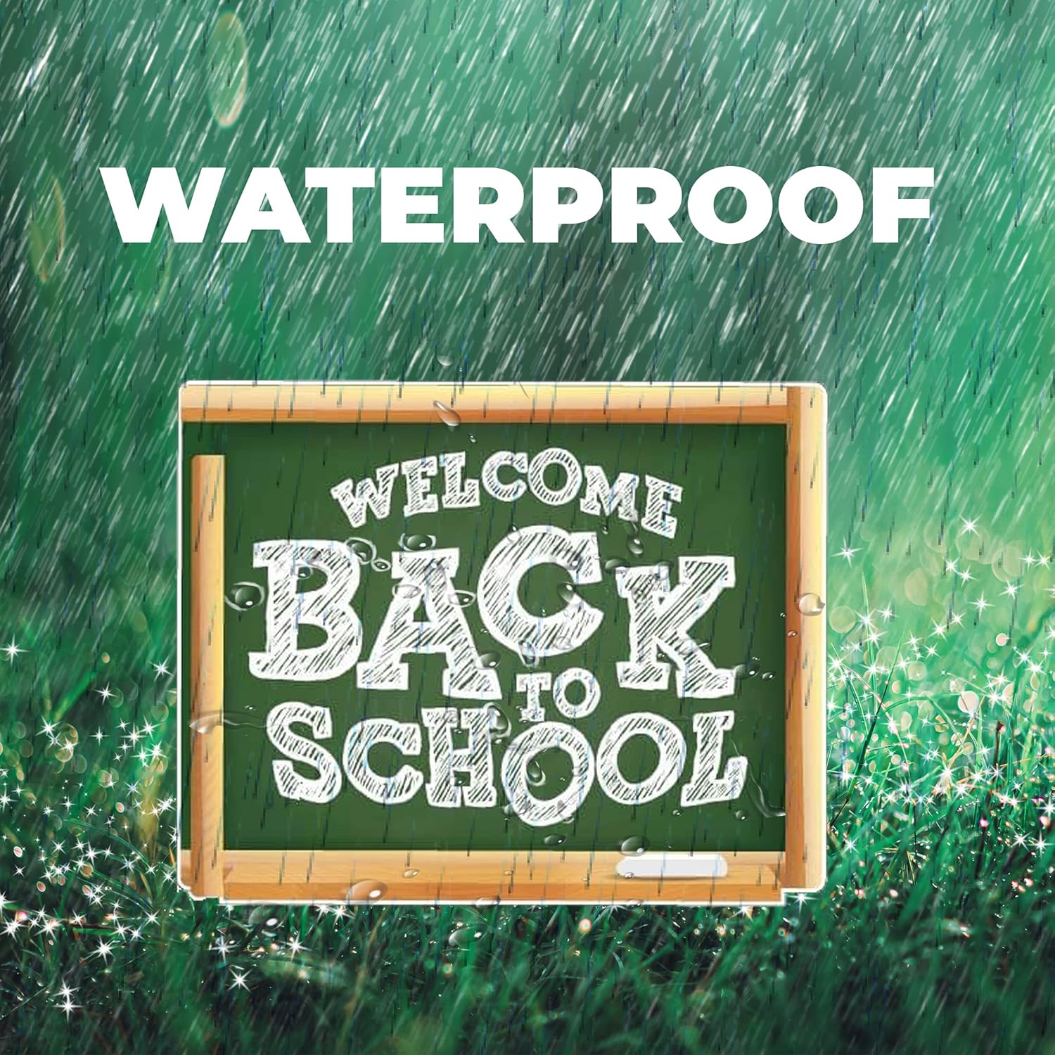VictoryStore Welcome Back To School Chalkboard Yard Cards, 14pcs, Includes Metal Stakes, 19441
