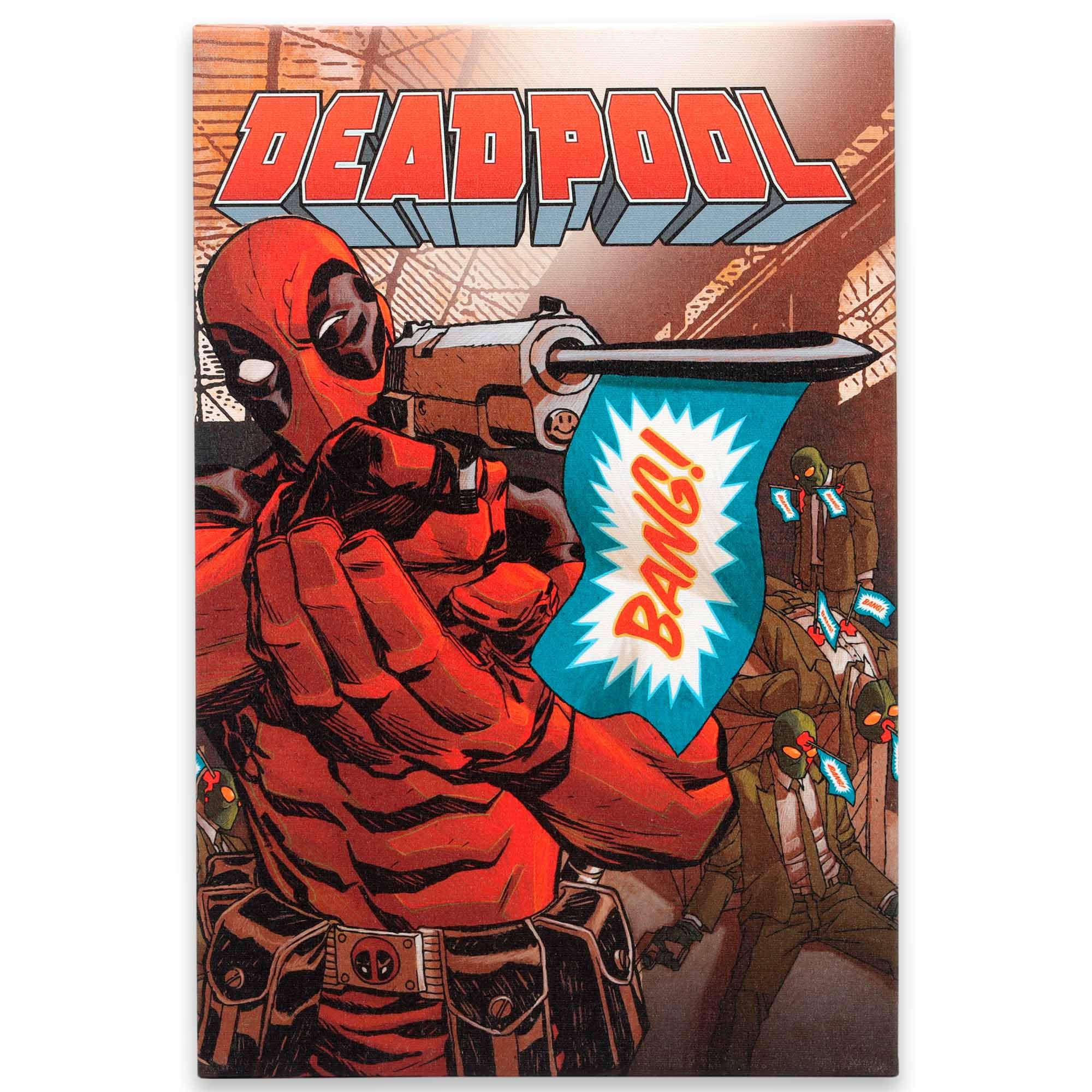 Marvel Deadpool Bang Gallery Wrapped Canvas Wall Decor - Funny Deadpool Wall Art for Man Cave or Movie Room