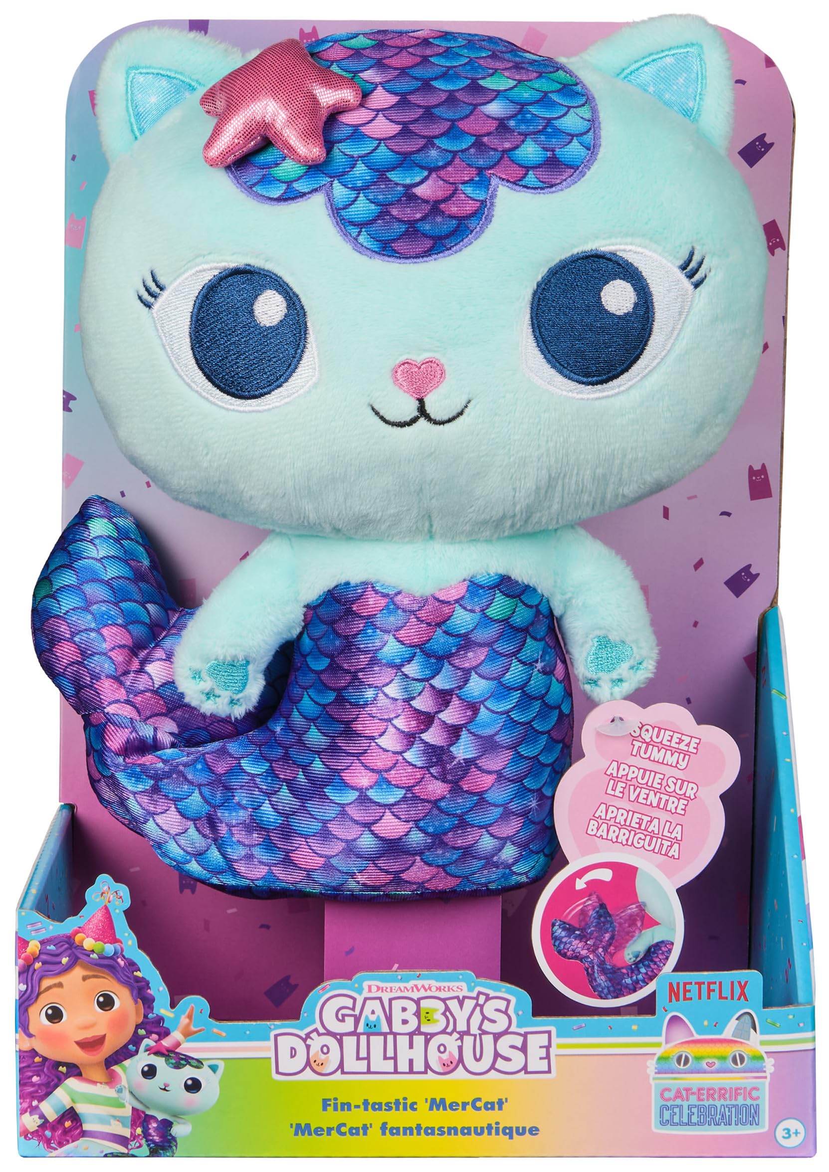 Gabby's Dollhouse Premium Vin-tastic MerCat Pluszowa maskotka 25 cm z ruchomym ogonem syrenki