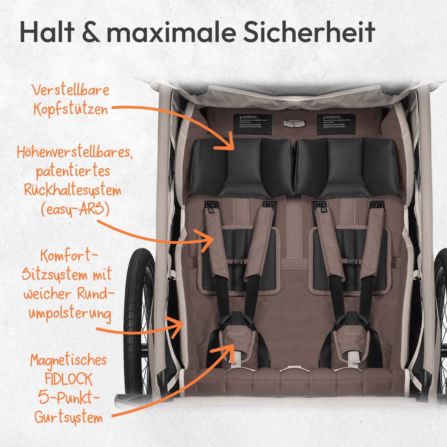 Qeridoo Kidgoo 2 Pro Gen 2 Kinderfahrradanhänger | Premium Fahrradanhänger Kinder mit Scheibenbremse & Joggerrad | Multifunktionaler Fahrrad Anhänger | Komfort & Sicherheit für Alltag & Abenteuer