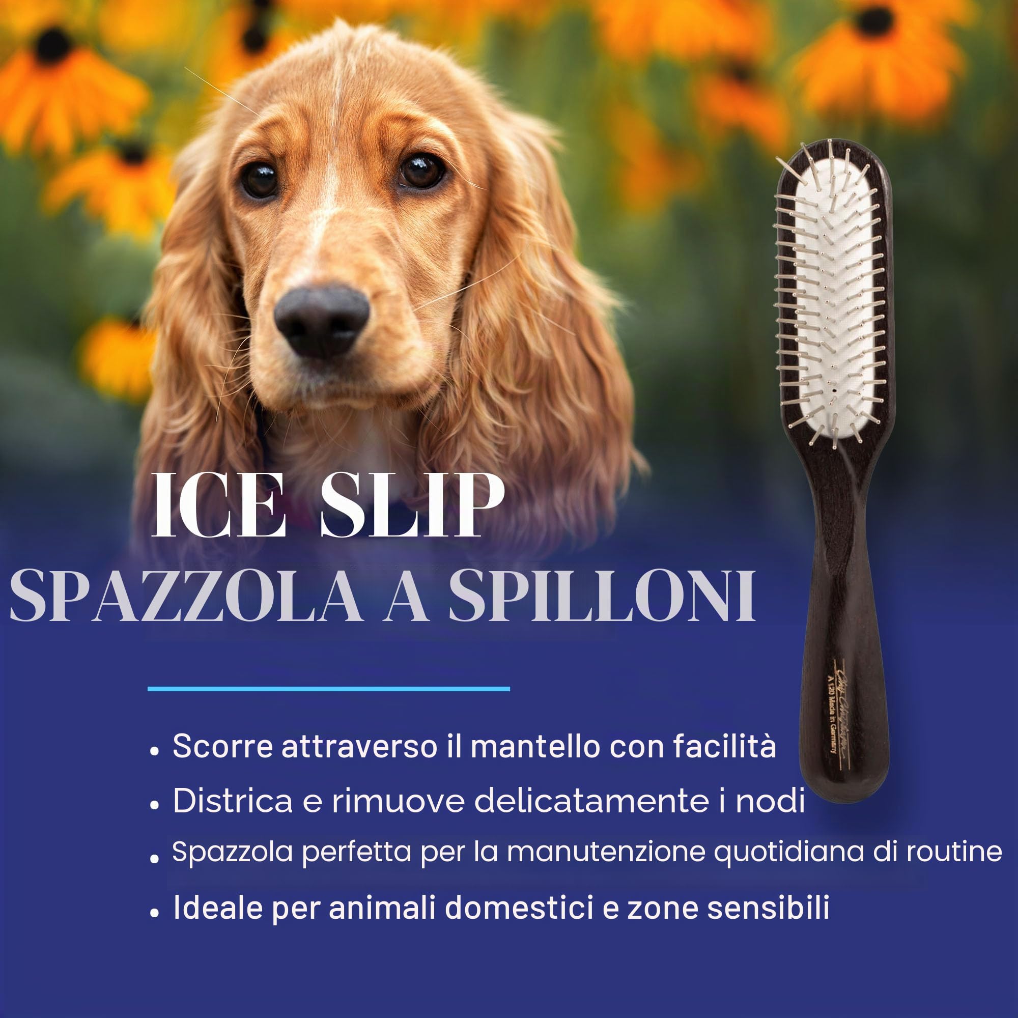 Chris Christensen Spazzola per cani da 20 mm, spazzola per cani, spazzola speciale per lo sposo come un professionista, rimuove tappetini e grovigli, perni arrotondati e con messa a terra, non tira il