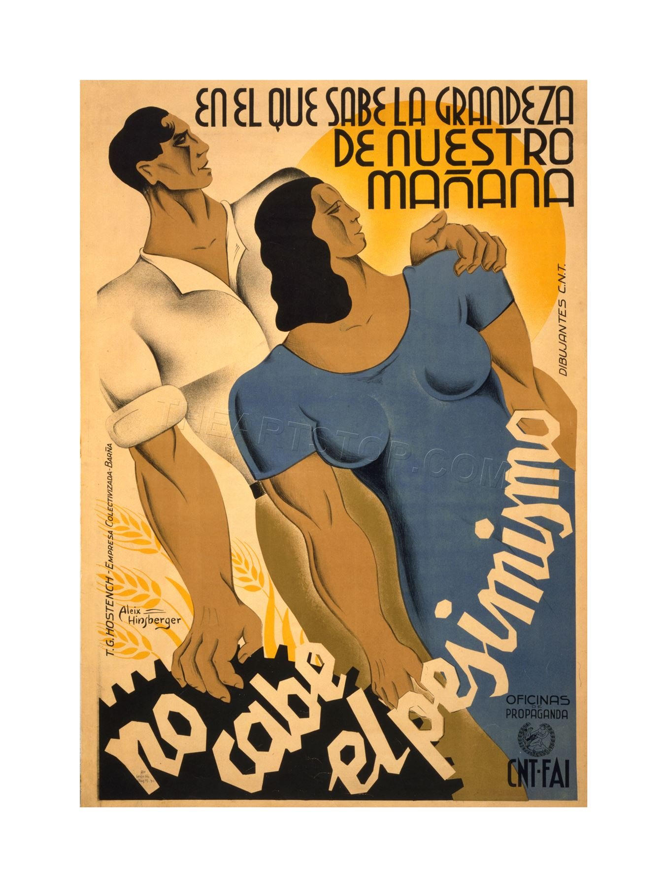 Wee Blue Coo War Spanish Civil Republican CNT FAI Family Optimism Wall Art Print