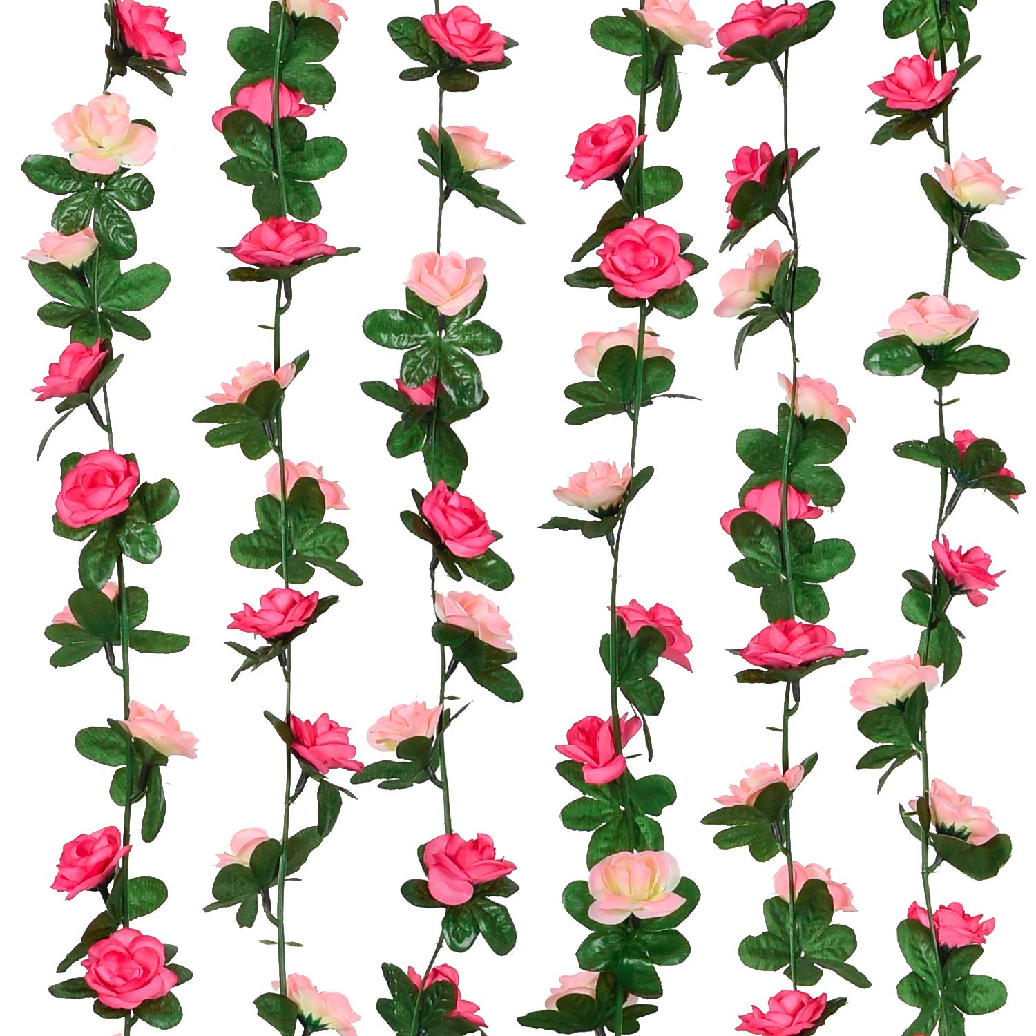 DearHouse 4 Pack Fake Rose Vine Flowers Plants Artificial Flower Hanging Rose Ivy Garland Home Wedding Party Office Garden Craft Art Décor Pink, 33 FT 1