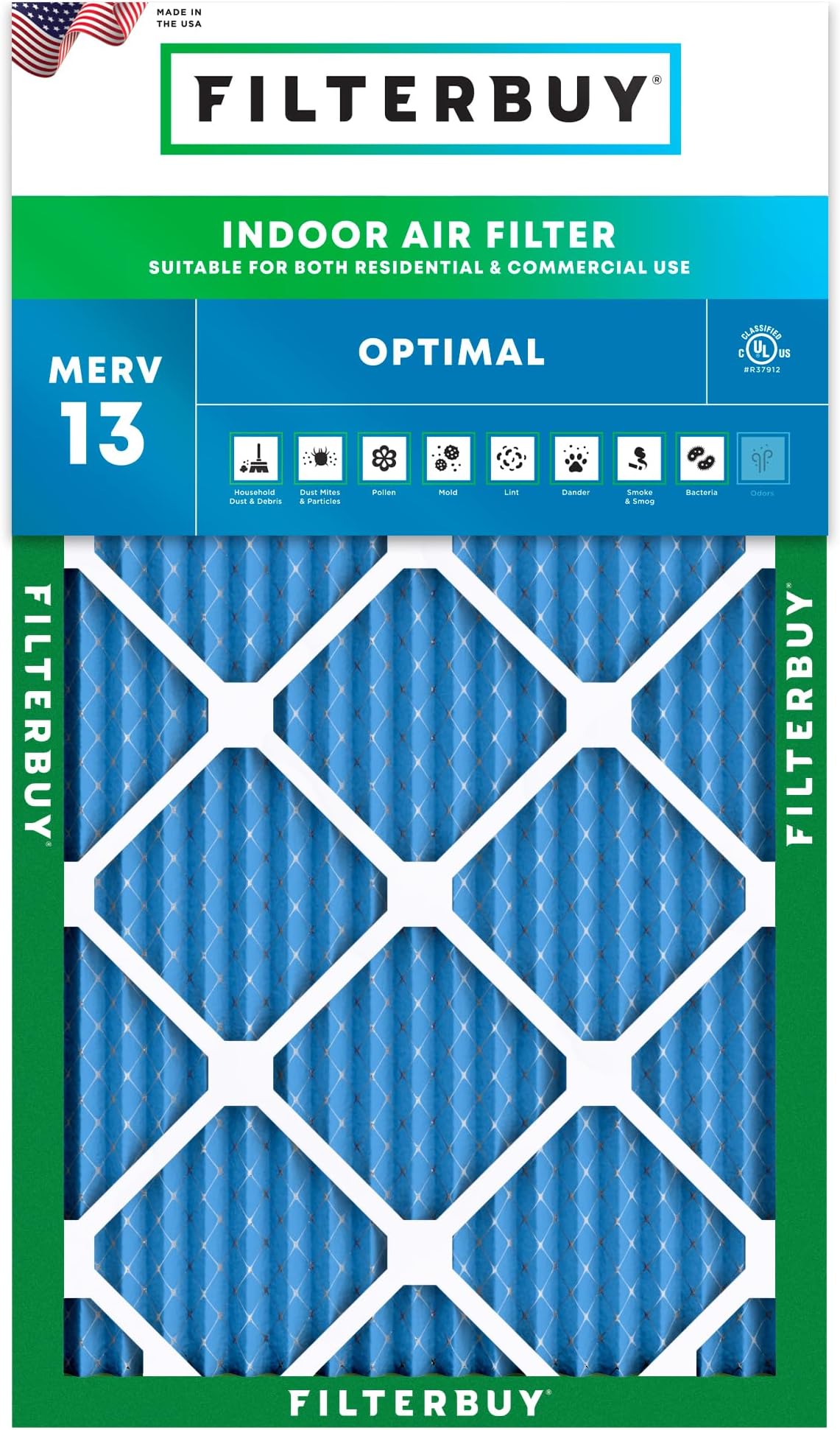 Aerostar 13x21 1/2x1 MERV 8, Pleated Air Filter, 13 x 21 1/2 x 1, Box