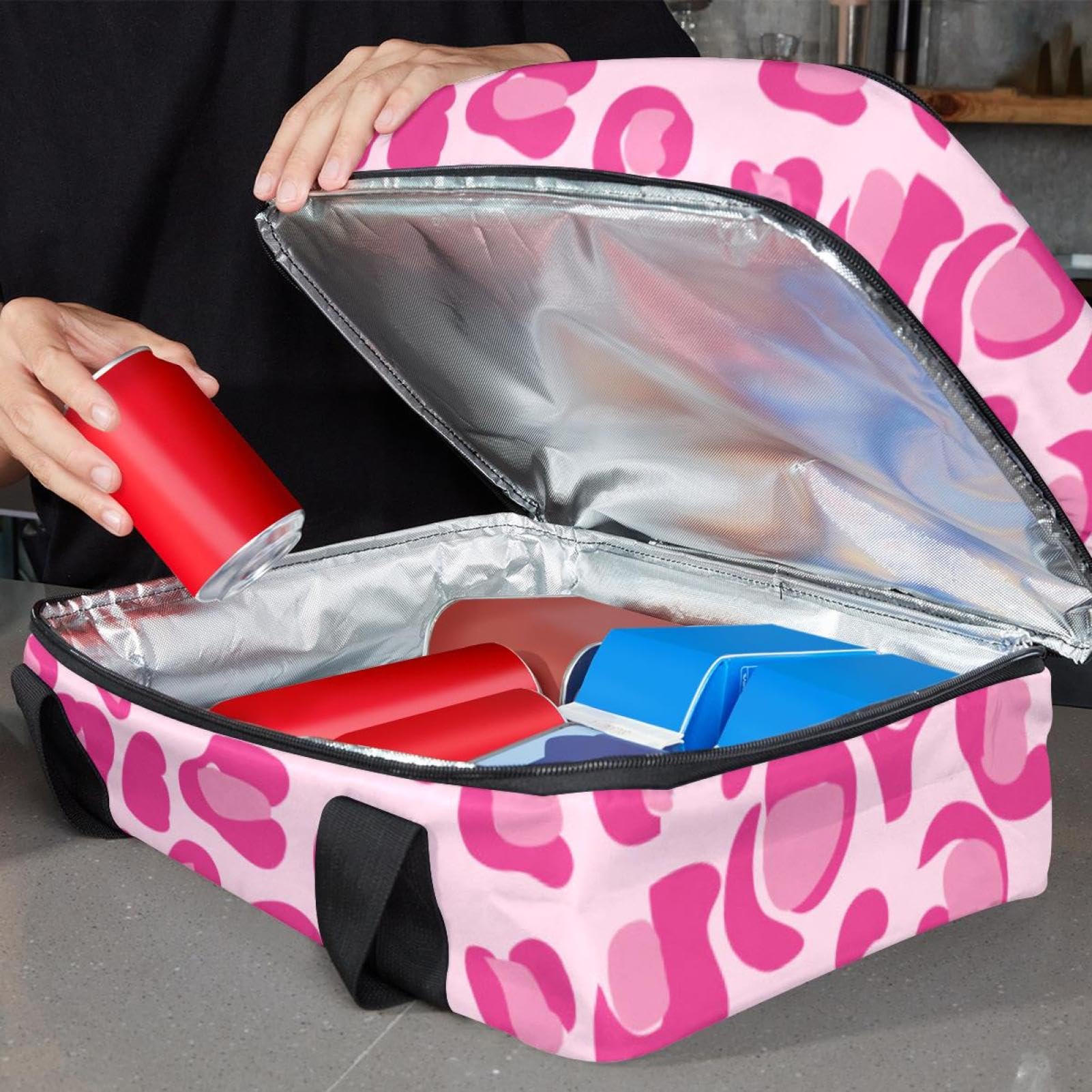 Grand sac à déjeuner isotherme pour homme et femme, double couche, étanche, étanche, réutilisable, sac fourre-tout pour le travail, l'école, le pique-nique, la plage, le camping, les voyages, motif