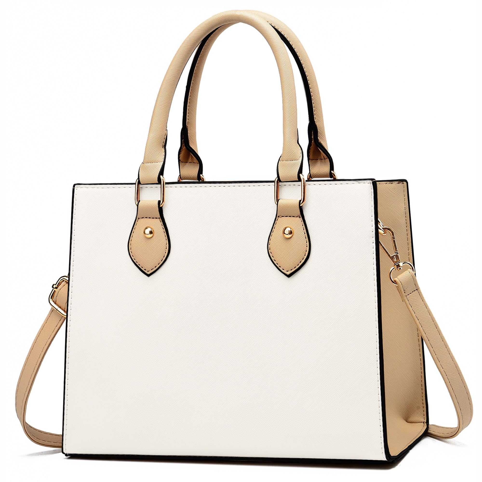 CHICAROUSAL Crossbody Purses and Handbags for Women PU Leather Tote Top Handle Satchel Shoulder Bags (Khaki White)