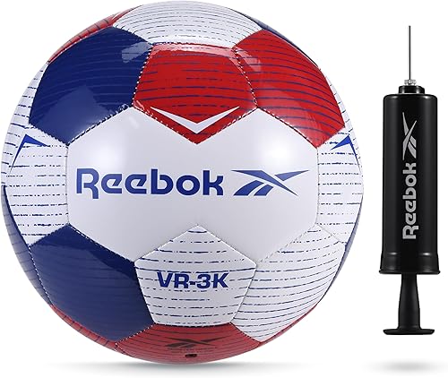 Miniatura 1 de Reebok Balón de fútbol recreativo, cubierta de cuero compuesto de TPU premium, respaldo de espuma EVA suave al tacto, incluye bomba y aguja, serie
