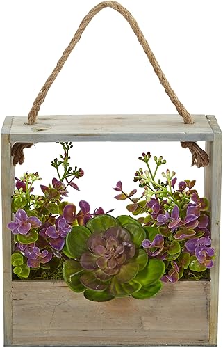 Miniatura 1 de Nearly Natural 6300 Echeveria - Marco colgante de suculentas y eucalipto