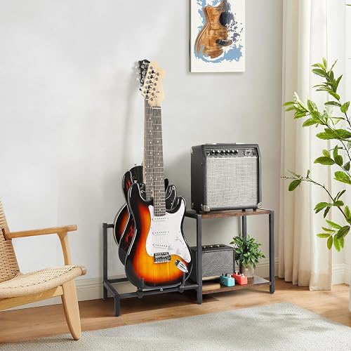 Bikoney Râtelier Réglable pour Guitares et Basse Électrique avec Support d’Amplificateur, Porte-Guitare Solide pour Plusieurs Instruments et Accessoires de Musique - 5