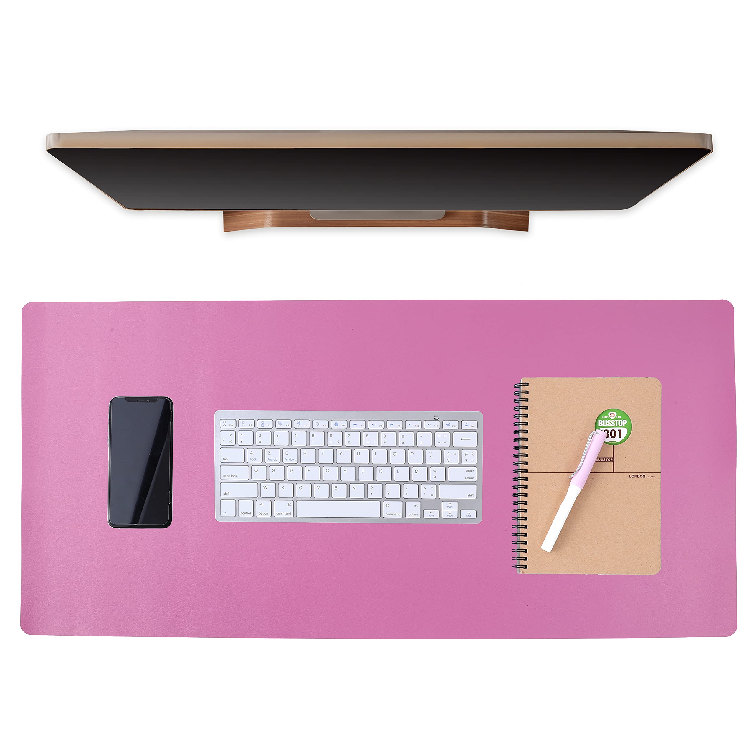 Multifunctional Dual Sided Leather Desk Pad - Waterproof Leather Mouse Pad Non Slip Desk Pad Soft Wear Resistant Computer Pads for A Desk Easy to Clean for Home and Office (Navy Blue/Yellow, 3216)