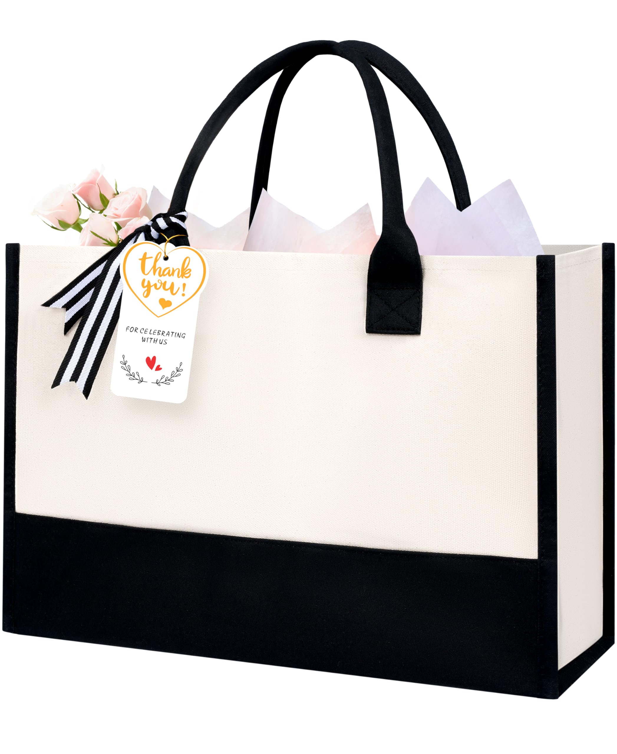 BAGAIL Initial Tote Bag, Personalized Birthday Gifts for Women, Teacher, Friends, Mom, Wedding, Monogrammed Beach Bag(Ivory-1pcs, Plain)