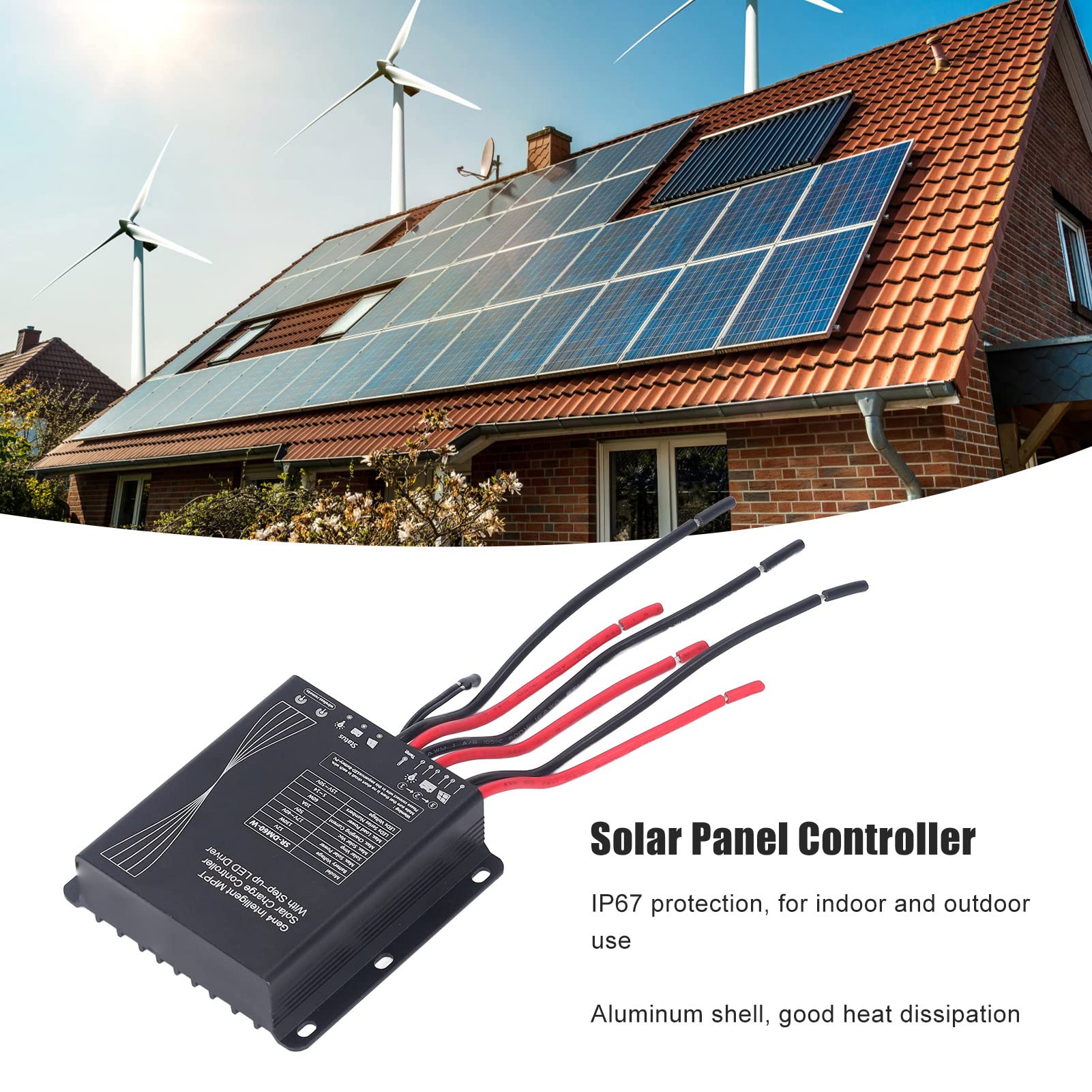 Controlador De Carga Solar MPPT, 20A 12V Auto IP67 Regulador De Batería De Panel Solar A Prueba De Agua Con Controlador De Paso LED Regulador Inteligente De Batería Para Sistema Solar Caravana Barco