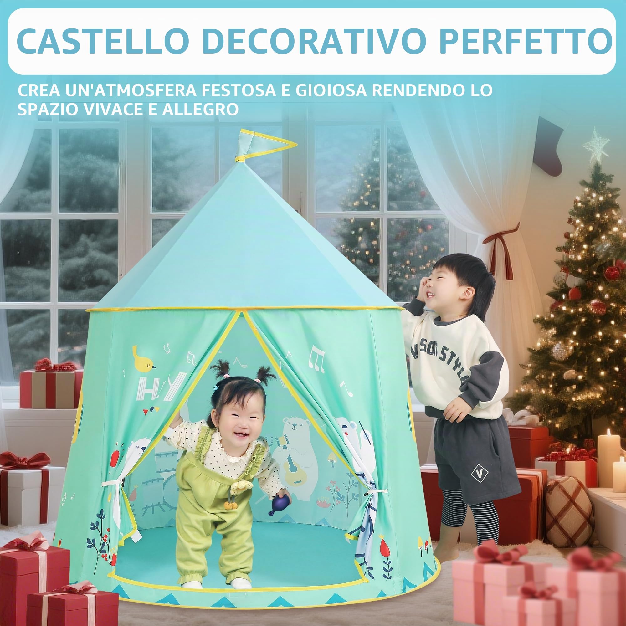 Tenda da gioco tenda per bambini per interni ed esterni, tenda da gioco per bambini, tenda castello principessa principe, tenda pop-up portatile indiana, tenda Tipi, cameretta dei bambini casetta