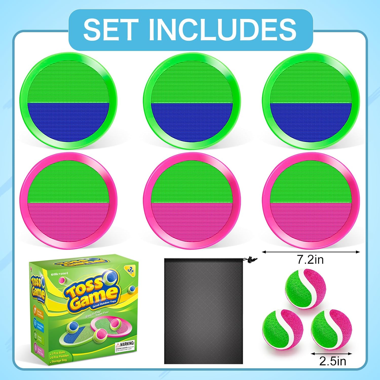 Outdoor Toys for Kids Ages 3-5, 4-8, 8-12 - Ball Catch Game for 3 4 5 6 7 8 -12 Year Old Boys Girls, Outside Toss Game Set for Beach, Pool, Yard - Toddlers Birthday Gifts Easter Basket Stuffers(6Pcs) - Image 2